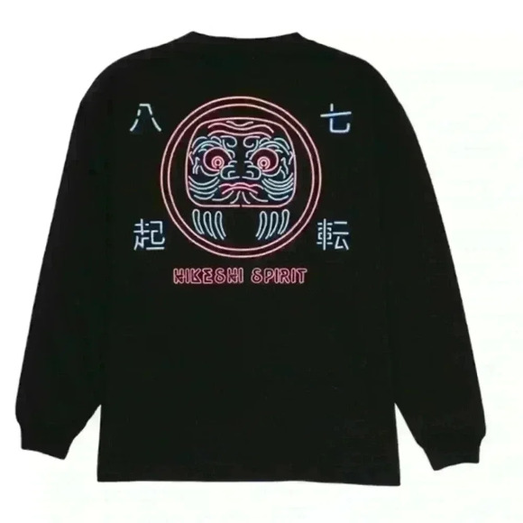 Hikeshi Spirit “Daruma” Long Sleeve Men’s Black Shirt With Neon Graphics XL EUC! - Picture 3 of 10